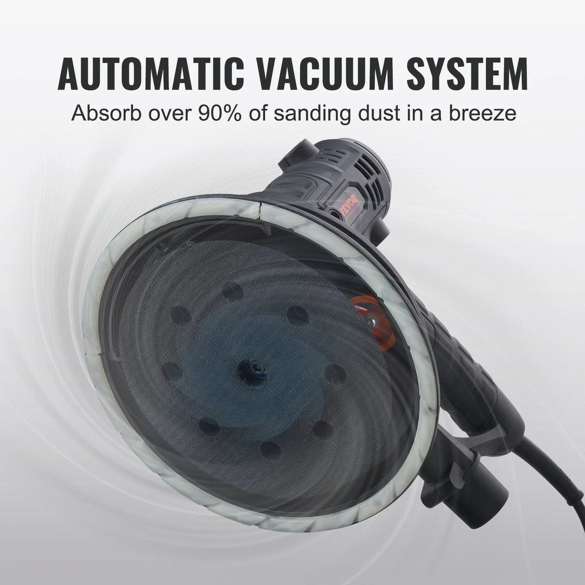 800W Electric Drywall Sander with Dust Extraction, Adjustable RPM 1200-2300, Brush Motor for Efficient Wall Sanding & Polishing