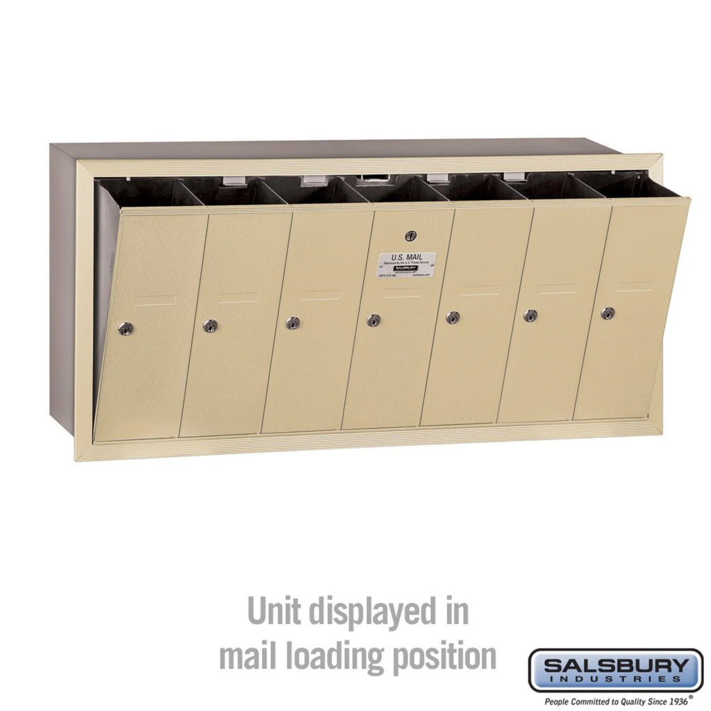 Vertical Mailbox - 7 Doors - Sandstone - Recessed Mounted - USPS Access