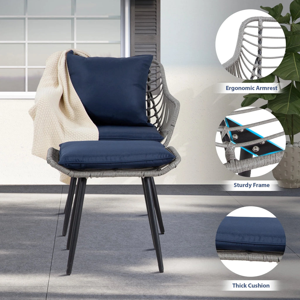 Ainfox 7 Pcs Outdoor Patio Furniture Sofa Set on Sale, Grey Rattan Grey Cushion
