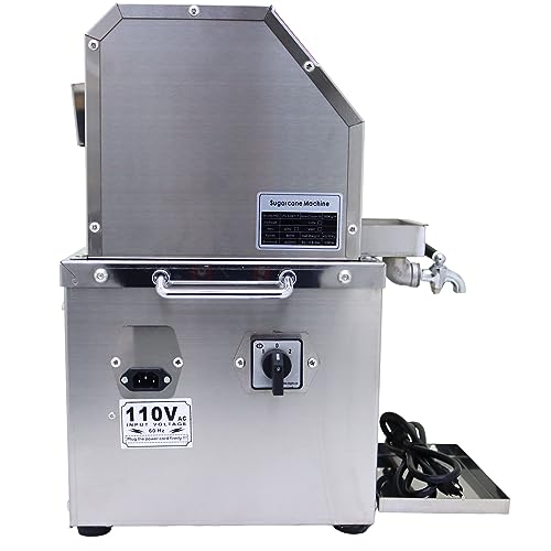 110V Electric Sugar Cane Press Juicer Machine, 800W Stainless Steel Desktop Sugarcane Juicing Crusher Extractor, with 3 Rollers for Home and Commercial