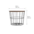Round Wire Basket with Wooden Lid 2 Pack