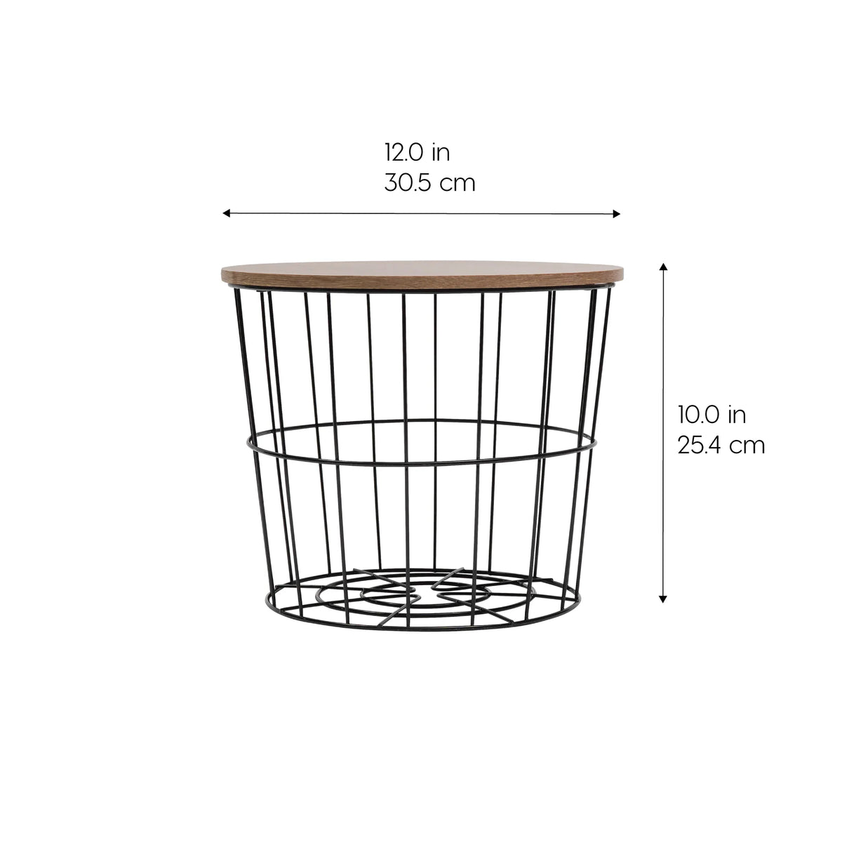 Round Wire Basket with Wooden Lid 2 Pack