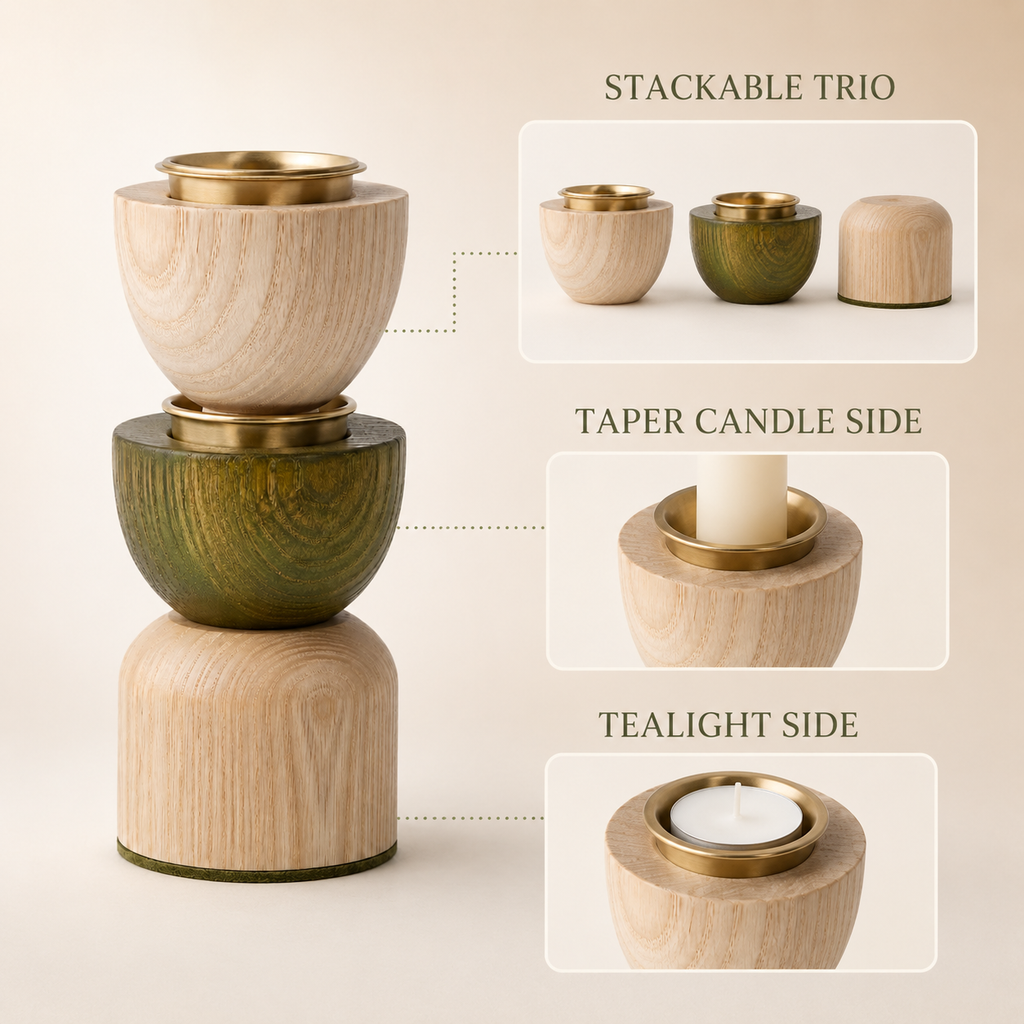 Sprout Stack Candleholder Trio