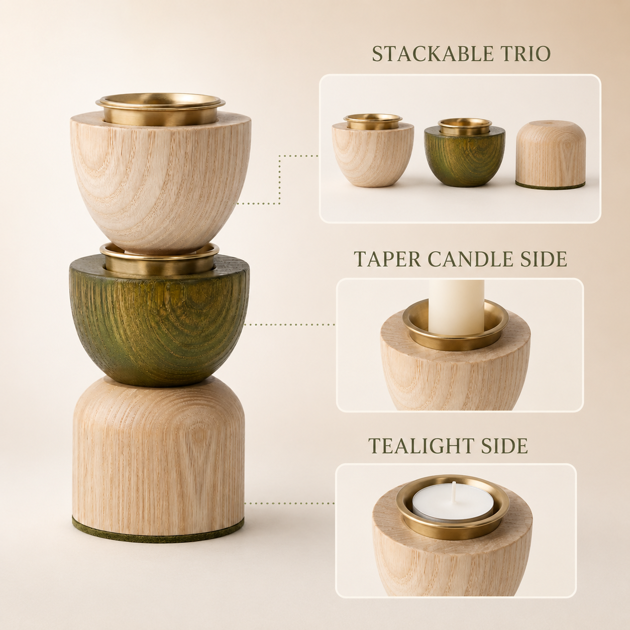 Sprout Stack Candleholder Trio