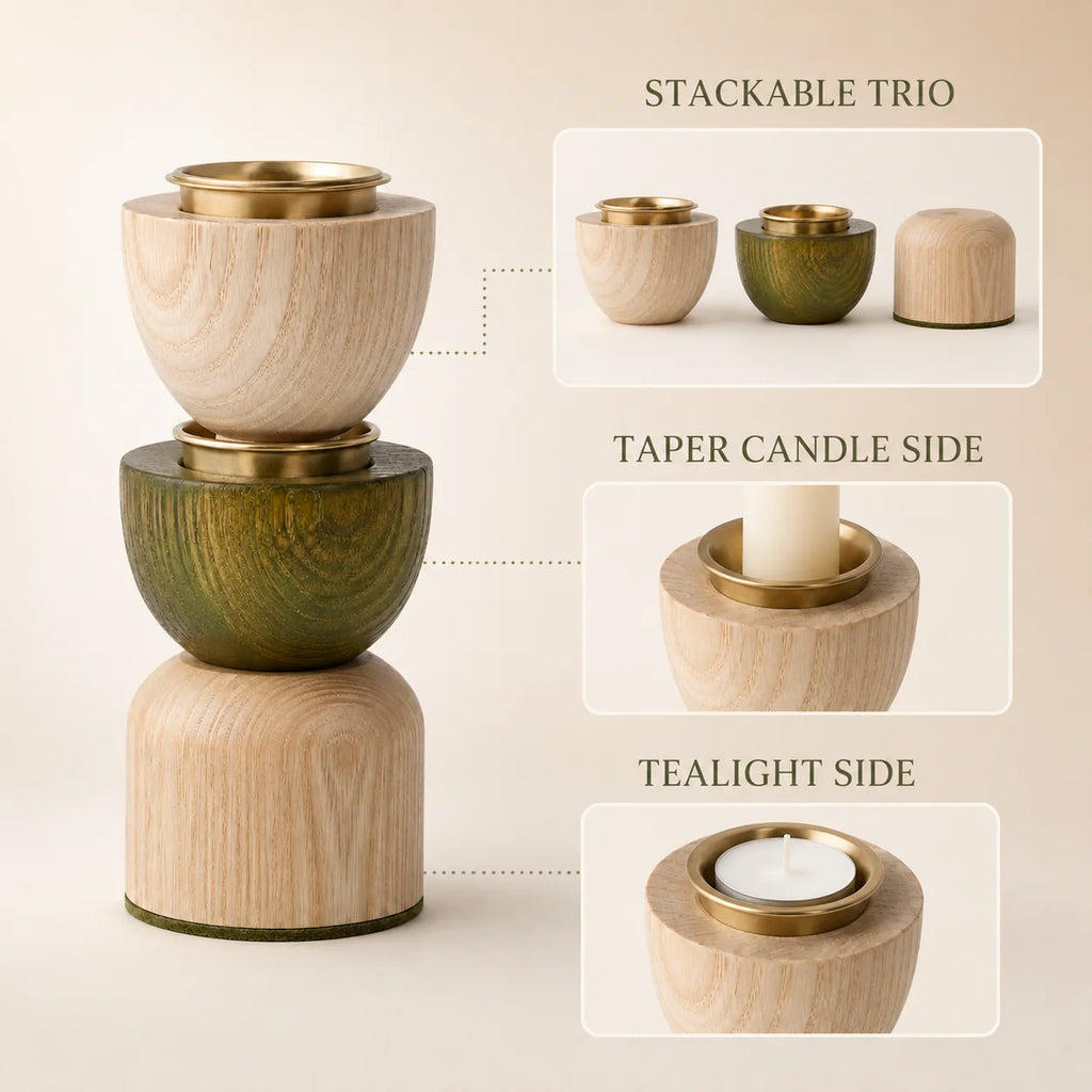 Sprout Stack Candleholder Trio