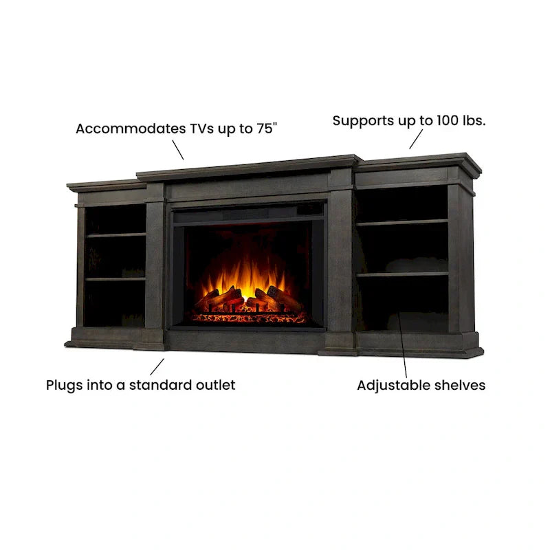 Real Flame Eliot 81" Grand Antique Grey TV Stand with Electric Fireplace