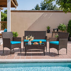 Homall 4 Pieces Outdoor Patio Furniture Sets Rattan Chair Wicker Set, Outdoor Indoor Use Backyard Porch Garden Poolside Balcony Furniture Sets Clearance (Brown and Beige)
