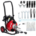 Telyswee Drain Cleaner Machine 100ft x 1/2inch Auto-feed Electric Drain Auger for 1in to 4in Pipes, w/ 8 Cutters & Air-activated Foot Switch, 250W/370W 1700RPM Drain Sewer Snake Drain Auger Cleaner