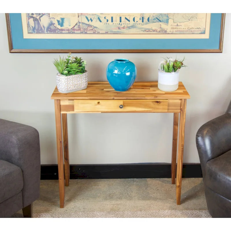 Porch & Den Holly Hill Solid Acacia Console Table with 1 Drawer