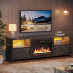 71-Inch TV Stand for 75-Inch TVs with LED Fireplace and Storage Cabinet