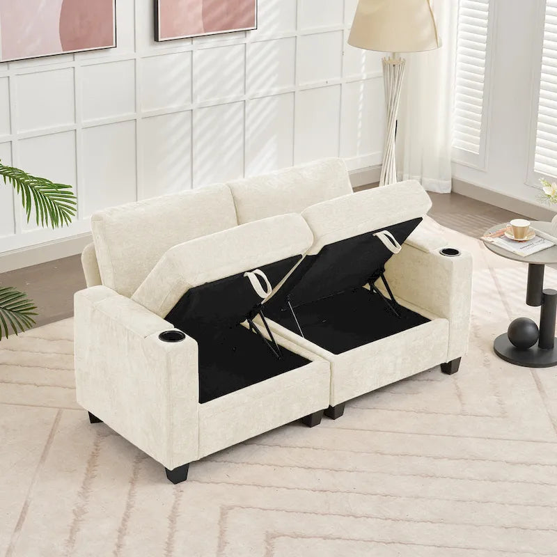 Versatile Chenille Storage Loveseat Sofa