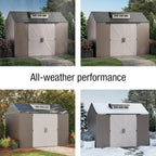 Rubbermaid Resin Outdoor Storage Shed With Floor Weather Resistant Gray Organization for Home
