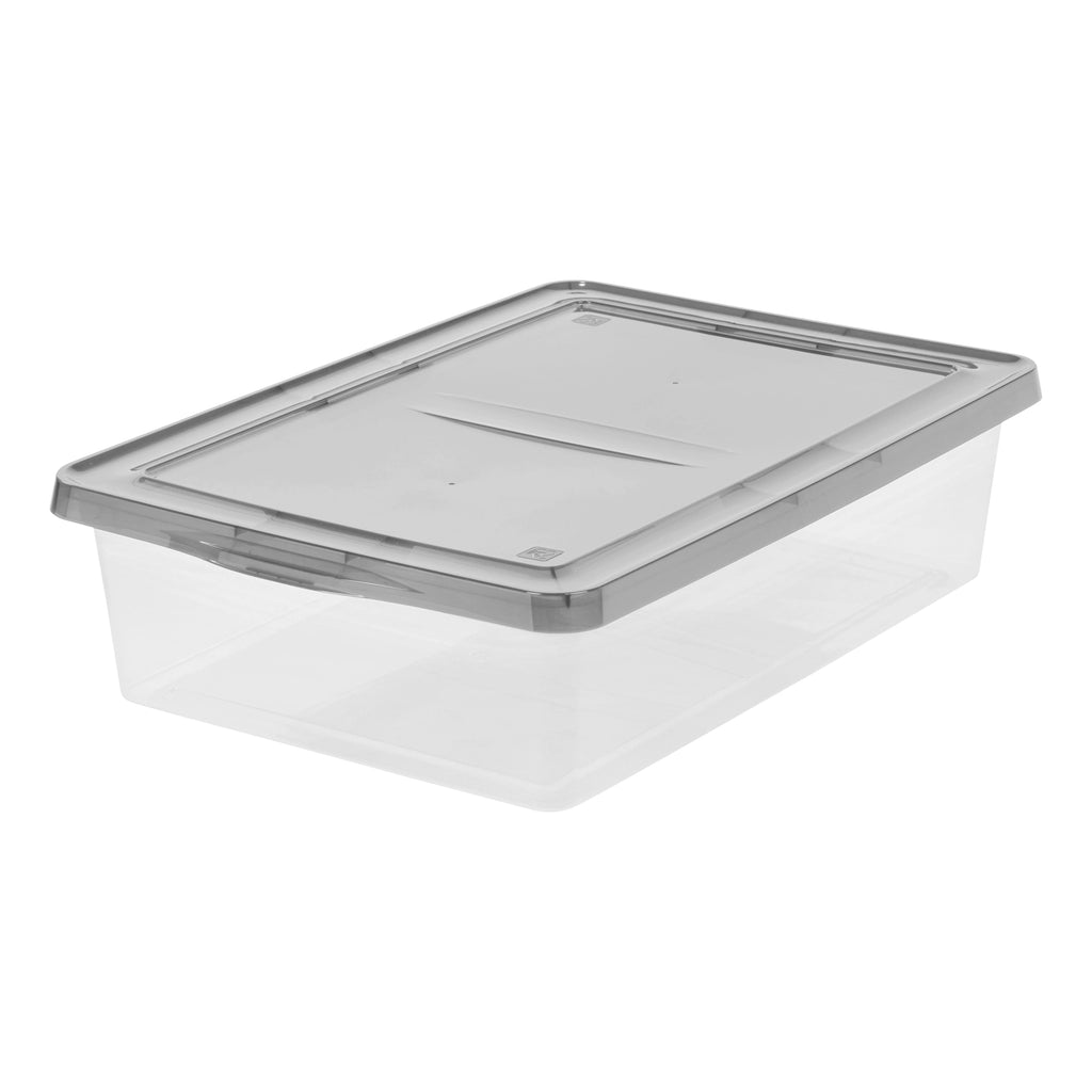 7 Gallon Snap Top Plastic Storage Box, Clear wih Gray Lid, Pack of 6