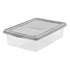 7 Gallon Snap Top Plastic Storage Box, Clear wih Gray Lid, Pack of 6