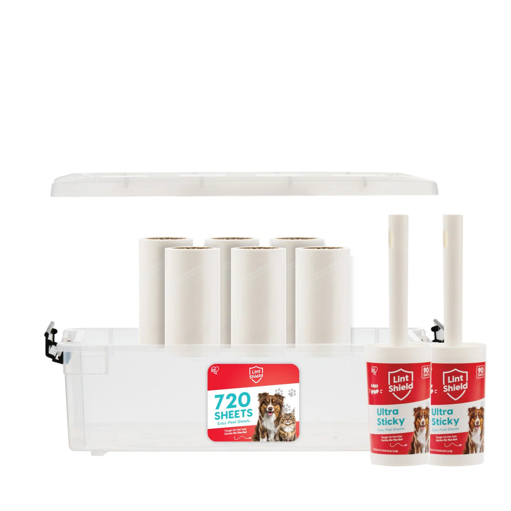 Extra Sticky Lint Roller Standard Value Pack Comes with Storage Box and Refills, 90 Sheets/Roll, 720 Sheets