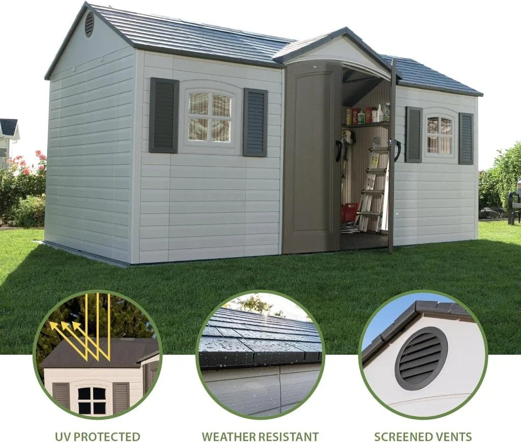6446 Outdoor Storage Shed, 8 x 15 Foot, Desert Sand