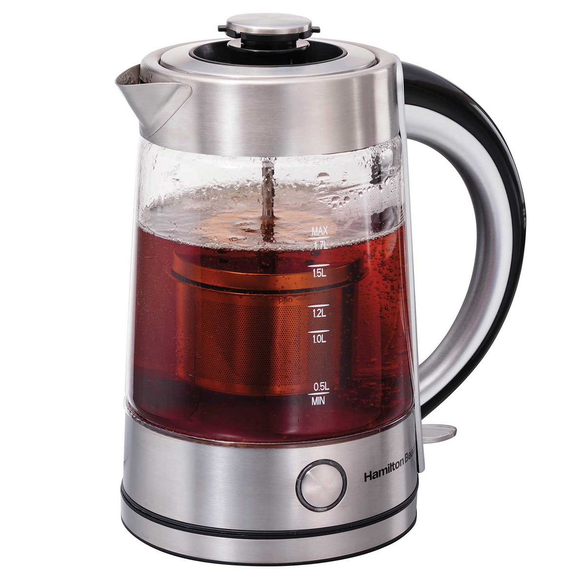 Hamilton Beach 1.7 Liter Electric Glass Kettle with Tea Steeper