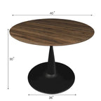Round Walnut Finish Dining Table