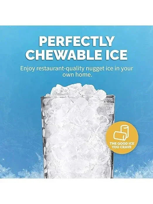 Nugget Countertop Ice Maker with Self-Cleaning Function, Refillable Water Tank, Perfect for Kitchens, Offices, Home Coffee Bars, and More