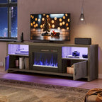 71-Inch TV Stand for 75-Inch TVs with LED Fireplace and Storage Cabinet