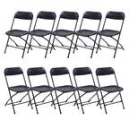Ktaxon 6ft White Folding Table and 10 Pack Folding Chairs Black, Plastic Table and Chair Set