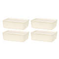Stackable Lidded Storage Organizer Bins for Kitchen, Bathroom and Bedroom, Medium, 4Pack