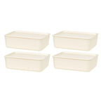 Stackable Lidded Storage Organizer Bins for Kitchen, Bathroom and Bedroom, Medium, 4Pack