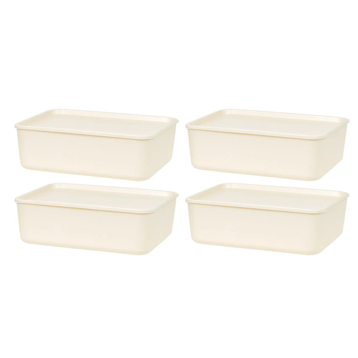 Stackable Lidded Storage Organizer Bins for Kitchen, Bathroom and Bedroom, Medium, 4Pack