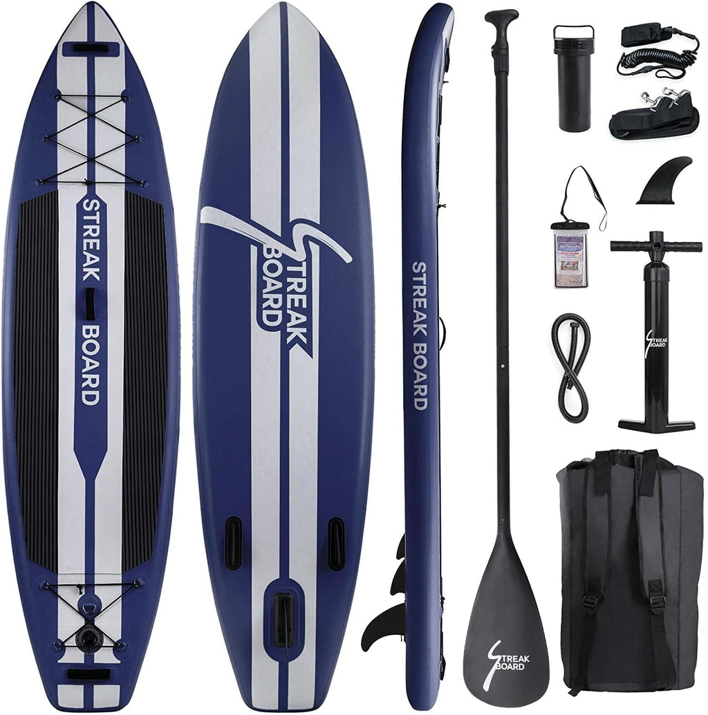 streakboard 11FT Inflatable Stand Up Paddle Board SUP Surfing Boards No Slip Deck, 6'' Thick with Backpack