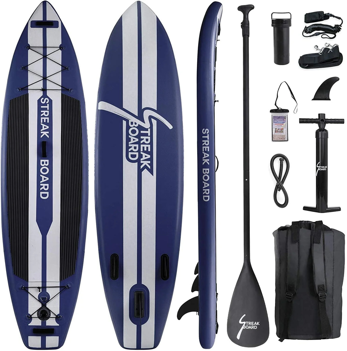 streakboard 11FT Inflatable Stand Up Paddle Board SUP Surfing Boards No Slip Deck, 6'' Thick with Backpack