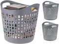 Plastic Laundry Basket Hamper, 3-Pack, 40L / 10 Gal