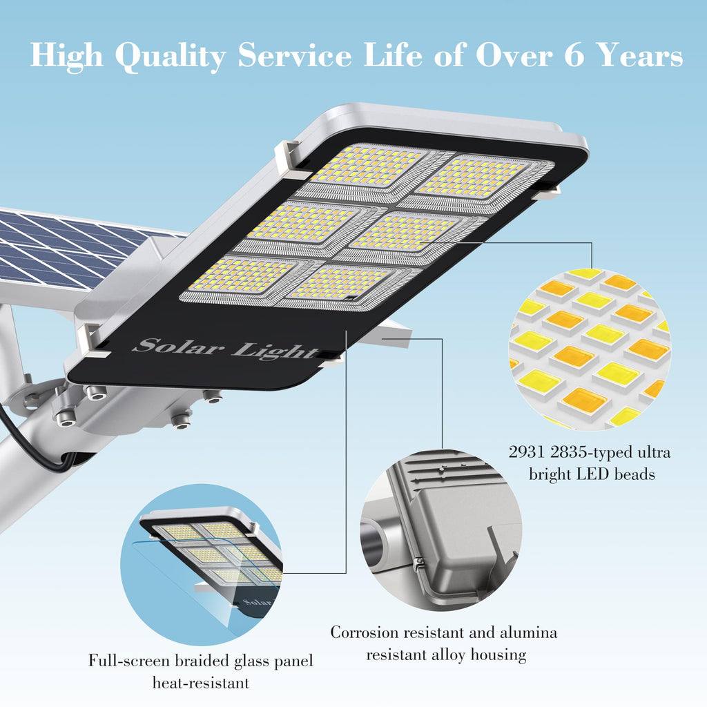 Tri-Color Solar Street Lights Outdoor - 5800W Solar Parking Lot Lights Commercial with 3 Color Temperatures, Solar Street Light Dusk to Dawn Street Lights Solar Powered for Outside Yard Garden