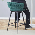 Pair of Swivel Bar Stools with Comfortable Linen Cushions - Counter Height Seating for Kitchen Islands, Dining Areas, or Pubs