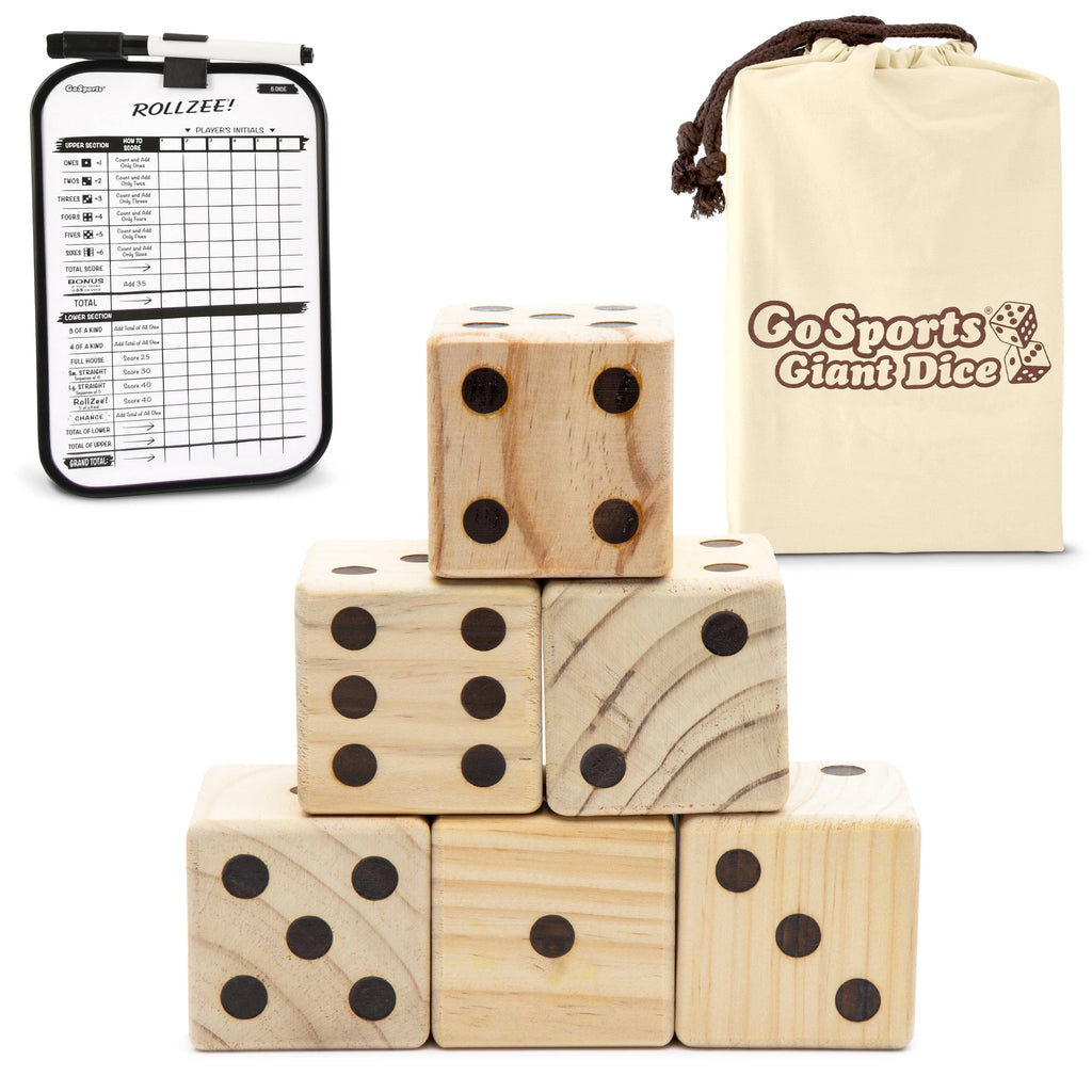 Giant Wooden Playing Dice Set | 2.5" / Natural Wood