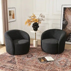 Set of 2 KINWELL 34-Inch Wide Upholstered Swivel Barrel Chairs