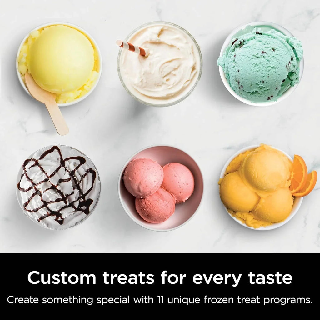 Ninja NC301 CREAMi Ice Cream Maker, for Gelato, Mix-ins, Milkshakes, Sorbet, Smoothie Bowls & More, 7 One-Touch Programs, with (2) Pint Containers & Lids, Compact Size, Perfect for Kids, Silver