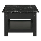Denhour DH BASIC 4-Piece Open-Shelf Coffee Table Set with Drawer in Transitional Rubberwood