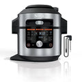 OL701 14 in 1 SMART XL 8 Qt. Pressure Cooker Steam Fryer with SmartLid & Thermometer Auto Steam Release, that Air Fries, Proofs & More, 3 Layer Capacity, 5 Qt. Crisp Basket, Silver/Black
