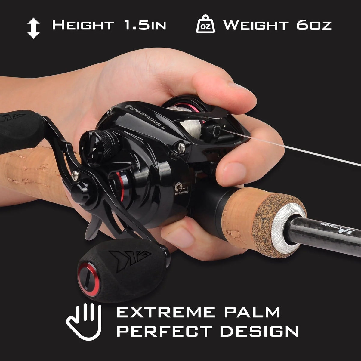 KastKing Spartacus II Baitcasting Reel | Black / 7.2:1 / Right Handed