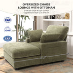 BedLuxury Oversized Accent Chair with Ottoman for Living Room, Single Sleeper Sofa Armchair with 3 Pillows, Lounge Sofa Bed, Green