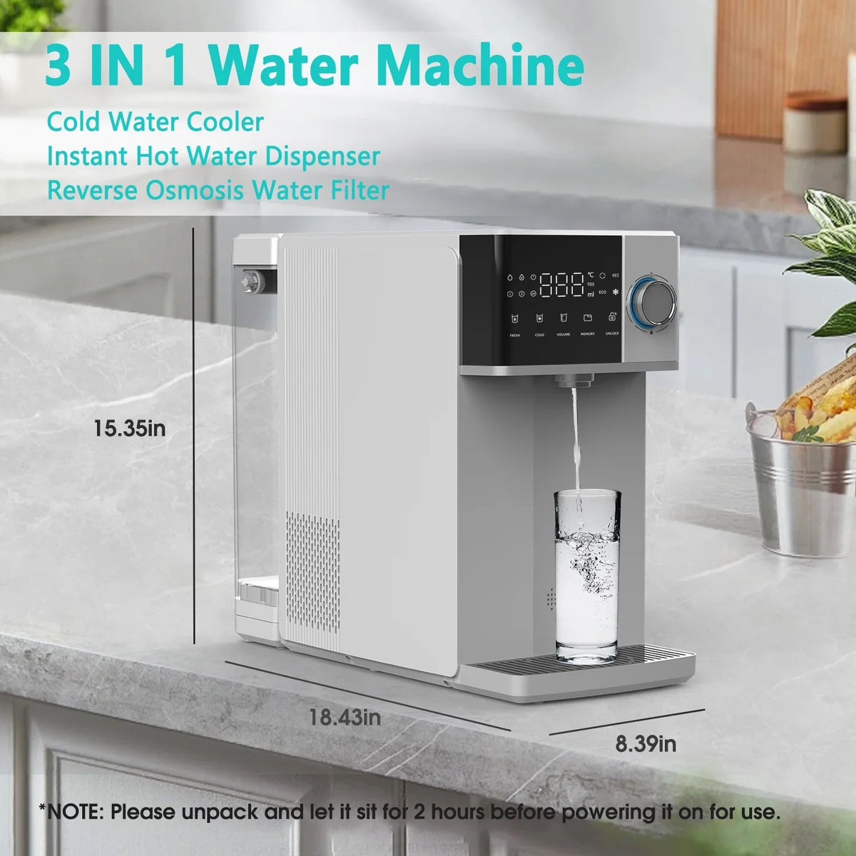 IKT Countertop Hot and Cold Reverse Osmosis Water Dispenser Cooler, Fast Heating, Adjustable Temperature, Dispensing Volume Options