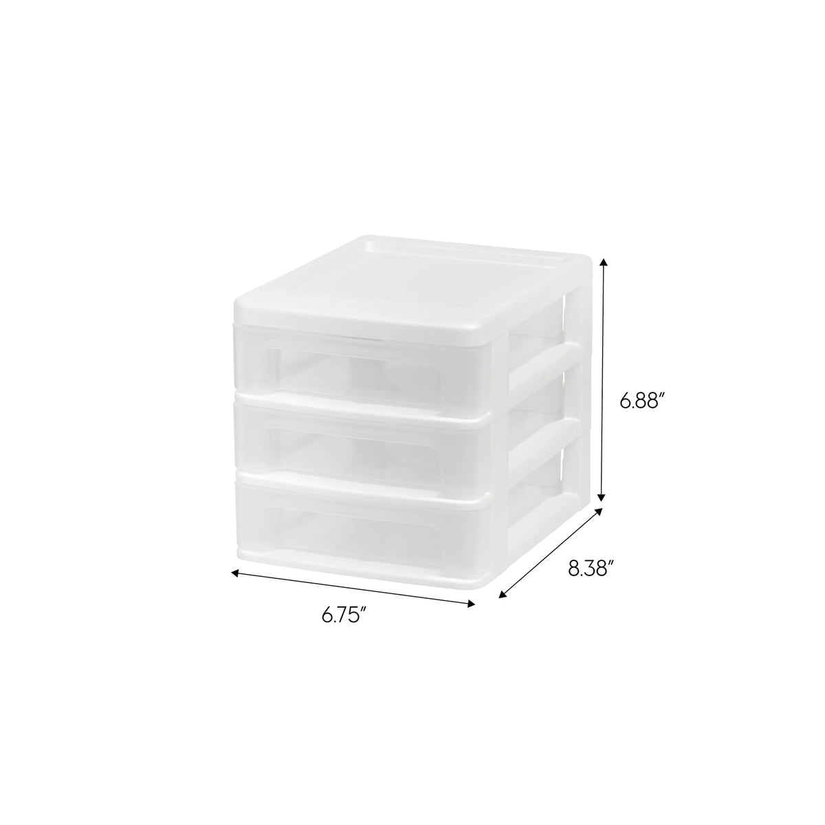 Compact Desktop 3-Drawer System, 4 Pack, White