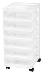 Storage Cart with Organizer Top - 6 Drawer | White