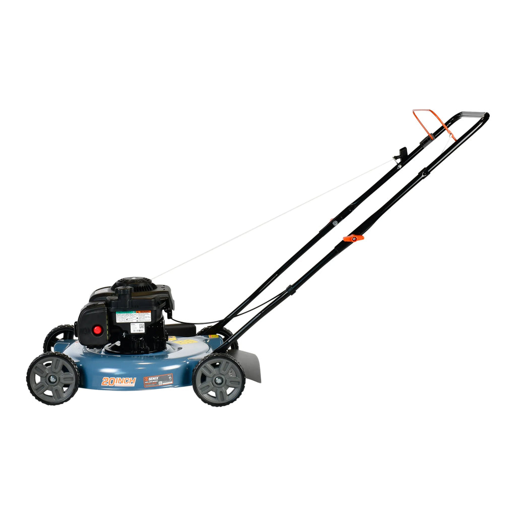 SENIX Gas Lawn Mower, 20-Inch, 125 cc 4-Cycle Briggs & Stratton Engine, Push Lawnmower with Side Discharge, 3-Position Height Adjustment, LSPG-L2, Blue