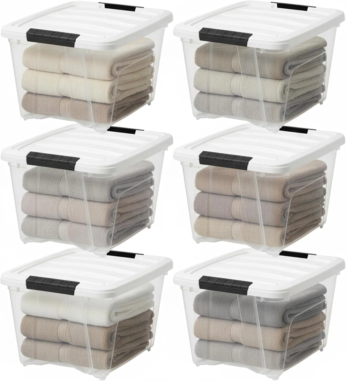 19 Qt Stackable Plastic Storage Bins with Lids, 6 Pack