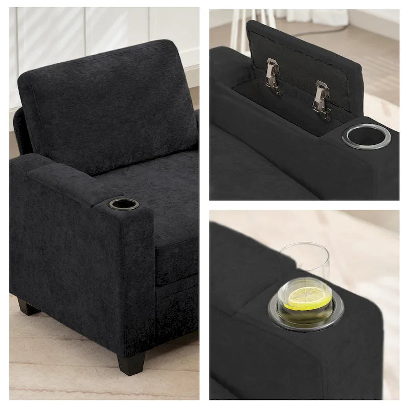 Versatile Chenille Storage Loveseat Sofa
