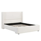 Isabella Queen White Upholstered Bed with Tall Wingback Headboard by Christopher Knight Home