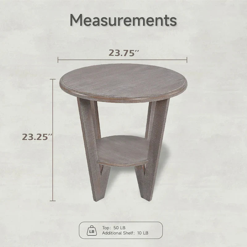 COZAYH Set of 2 Rustic Farmhouse End Tables with Storage Shelf - Vintage Grey French Country Accent Side Tables