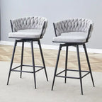 Pair of Swivel Bar Stools with Comfortable Linen Cushions - Counter Height Seating for Kitchen Islands, Dining Areas, or Pubs
