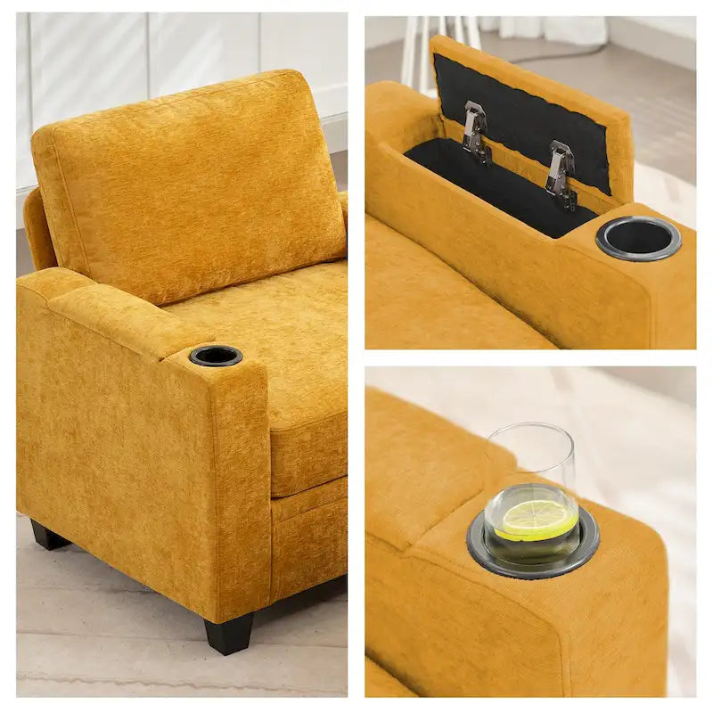 Versatile Chenille Storage Loveseat Sofa